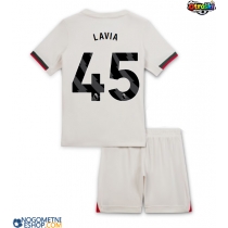 Otroški Nogometni dresi Chelsea Romeo Lavia #45 Gostujoči 2025-26 Kratek Rokav (+ Kratke hlače)